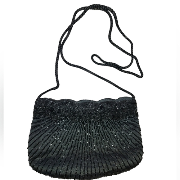 Hasting and Smith black beaded shoulder bag vintage - Picture 1 of 6